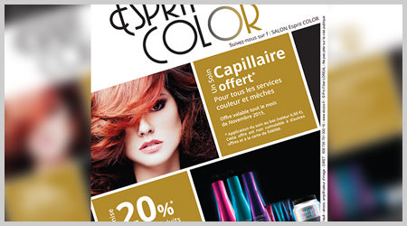 L'agence ekooo crée d'un Flyer pour le salon de coiffure Esprit Color de Richelieu.