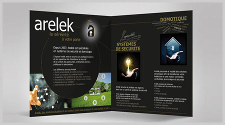 Création d'une plaquette commerciale pour l'entreprise Arelek - Design et réalisation Agence ekooo (94)