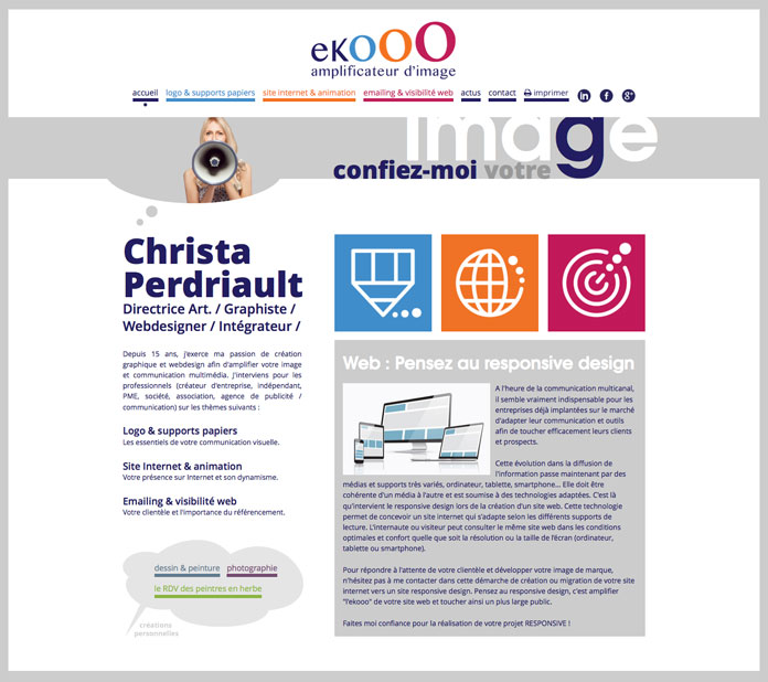 Présentation du site web de l'agence de communication ekooo publié le 1er janvier 2015.