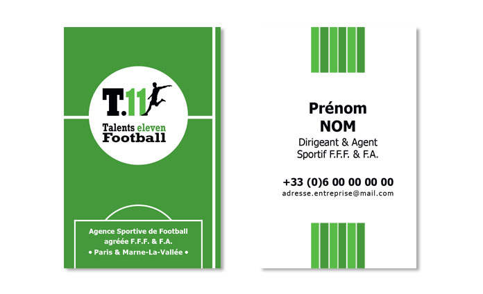 Réalisation des cartes de visites de l'Agence Sportive de Football, Talents Eleven Football par l'agence ekooo (94)