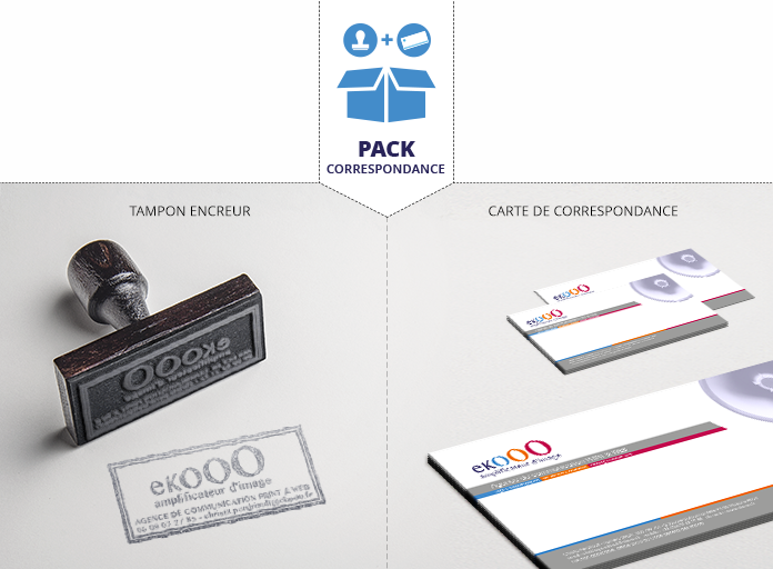 ekooo, Pack Correspondance : création tampon encreur et carte de correspondance d'entreprise - Val-de-Marne (94)